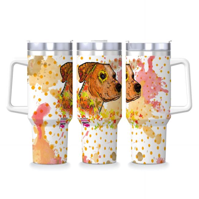 Tumbler mit Hundemotiv Bumsi - Edelstahl, Becher, 1L, mit Strohhalm, bunt, Motive in Digitaler Popart, AmStaff, Staffordshire, SOKA, Listenhund
