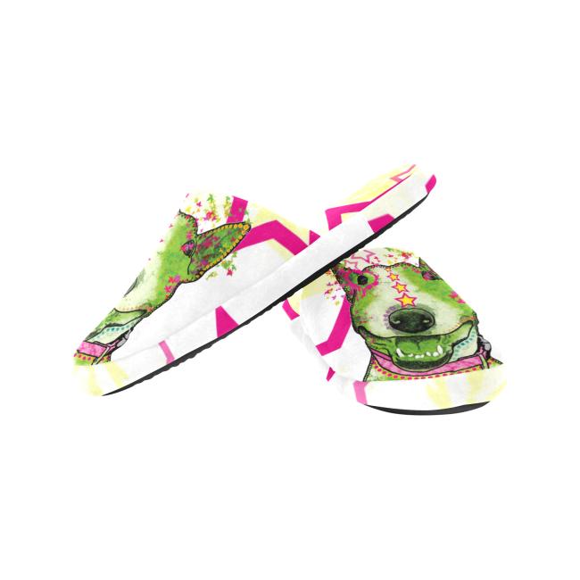 Hauspuschen Hundemotiv Bärbel - Hausschuhe, Pantoffeln, Unisex, Grösse 35-43, bunt, Mischling, Mix, Bullterrier, Bulli, SOKA, Listenhund