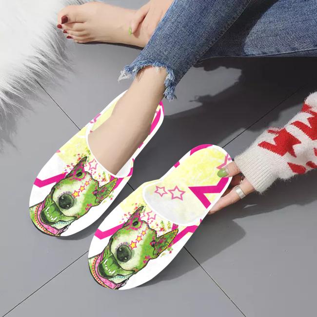 Preview: Hauspuschen Hundemotiv Bärbel - Hausschuhe, Pantoffeln, Unisex, Grösse 35-43, bunt, Mischling, Mix, Bullterrier, Bulli, SOKA, Listenhund