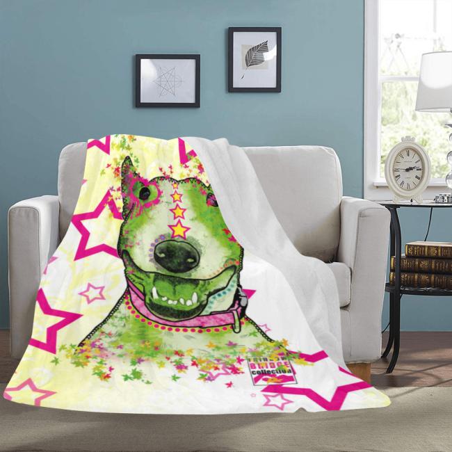 Preview: Decke Bärbel -  Fleecedecke, kuschlig, weich, bunt, Motive in Digitaler Popart, 152cm x 203cm, bunt, Mini,Bullterrier, Bulli