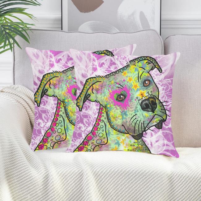 Preview: Sofakissen-Bezug Calli Callmund- Popart Hundeporträt, 50x50 cm, Baumwolle & Polyester, beidseitig bedruckt, waschbar
