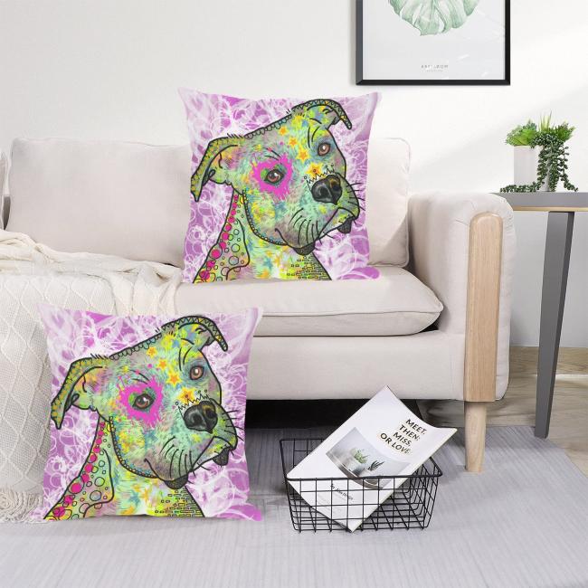 Preview: Sofakissen-Bezug Calli Callmund- Popart Hundeporträt, 50x50 cm, Baumwolle & Polyester, beidseitig bedruckt, waschbar