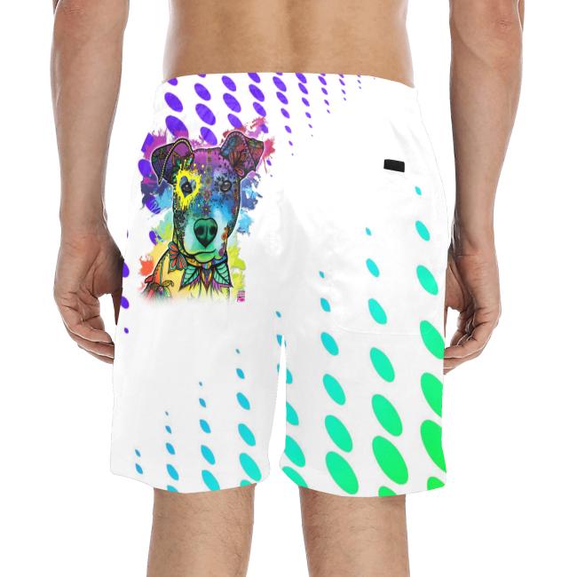 Preview: Badehose mit Hundemotiv Chiquto - Badehose, Shorts, Strand, bunt, Swimwear, Bademode, Mix, Mischling, Ratonero Bodeguero Andaluz