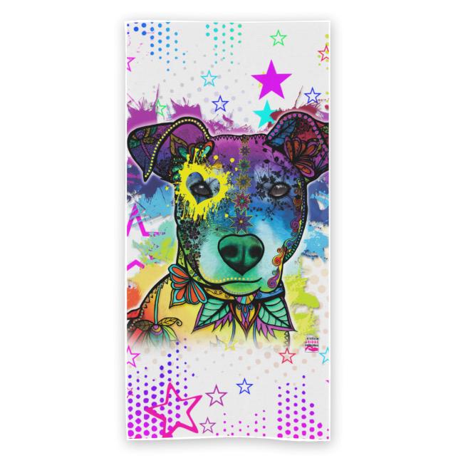 Badehandtuch Chiquito – Popart-Hundemotiv, 75x165 cm, 100 % Polyester, weich & schnelltrocknend