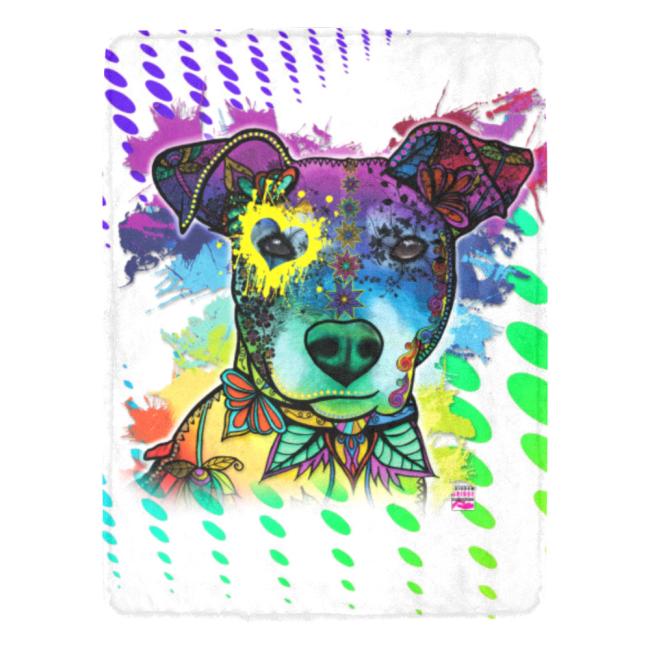 Decke Chiquito -  Fleecedecke, kuschlig, weich, bunt, Motive in Digitaler Popart, 152cm x 203cm, bunt, Ratonero Bodeguero Andaluz