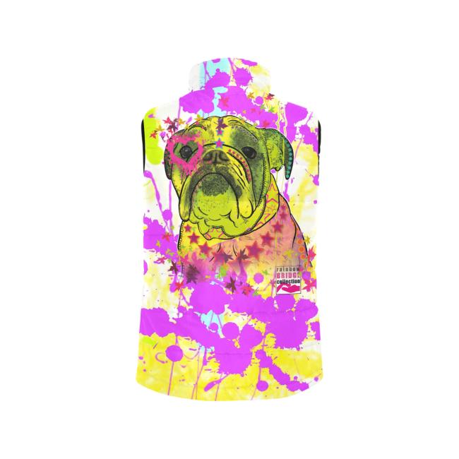 Preview: Weste mit Hundemotiv Cindy - 100 % Polyester, Wattiertes Futter, Ärmellos, bunt, Hundemotiv, Englische Bulldogge, Bully
