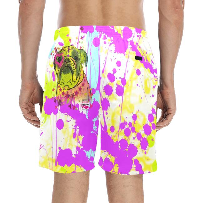 Preview: Badehose mit Hundemotiv Cindy - Badehose, Shorts, Strand, bunt, Swimwear, Bademode, Mix, Mischling, Englische Bulldogge, Bully