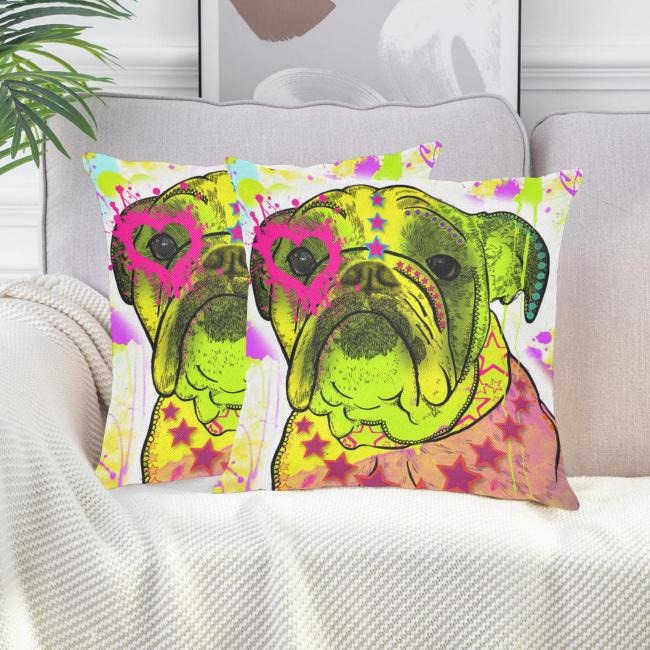 Preview: Sofakissen-Bezug Cindy - Popart Hundeporträt, 50x50 cm, Baumwolle & Polyester, beidseitig bedruckt, waschbar - Kopie