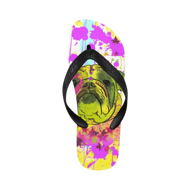 Preview: Flip Flops Hundemotiv Cindy - Strandsandalen, Sandalen, bunt, Grösse 38-45, Unisex, Mischling, Mix, Englische Bulldogge, Bully