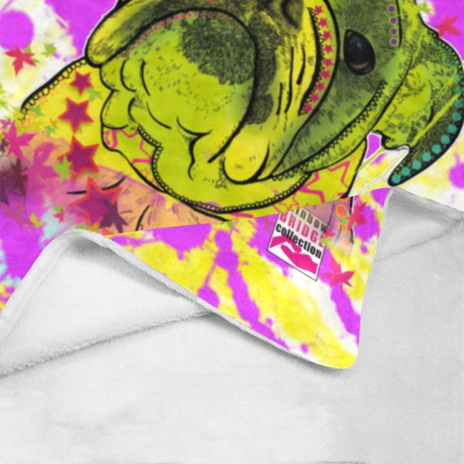 Preview: Decke Cindy -  Fleecedecke, kuschlig, weich, bunt, Motive in Digitaler Popart, 152cm x 203cm, bunt, englische Bulldogge, english Bulldog, Bully
