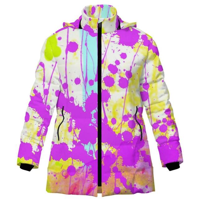 Preview: Warme Winterjacke mit Hundemotiv Cindy – Popart Hundemotiv, 96% Polyester, 4% Spandex Unisex CD, bunt, Größe S-6XL, Mischling, Mix, Englische Bulldogge, Bully