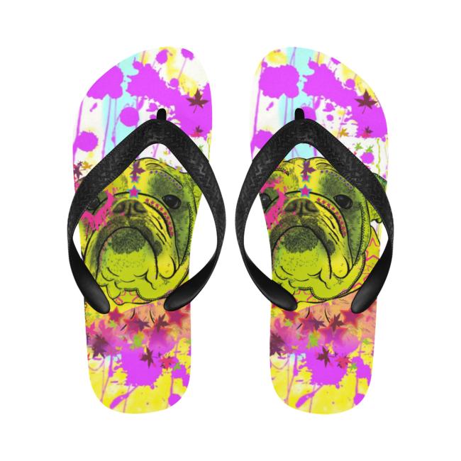 Flip Flops Hundemotiv Cindy - Strandsandalen, Sandalen, bunt, Grösse 38-45, Unisex, Mischling, Mix, Englische Bulldogge, Bully
