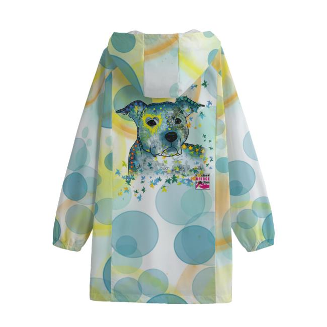 Regenjacke mit Hundemitiv von hinten