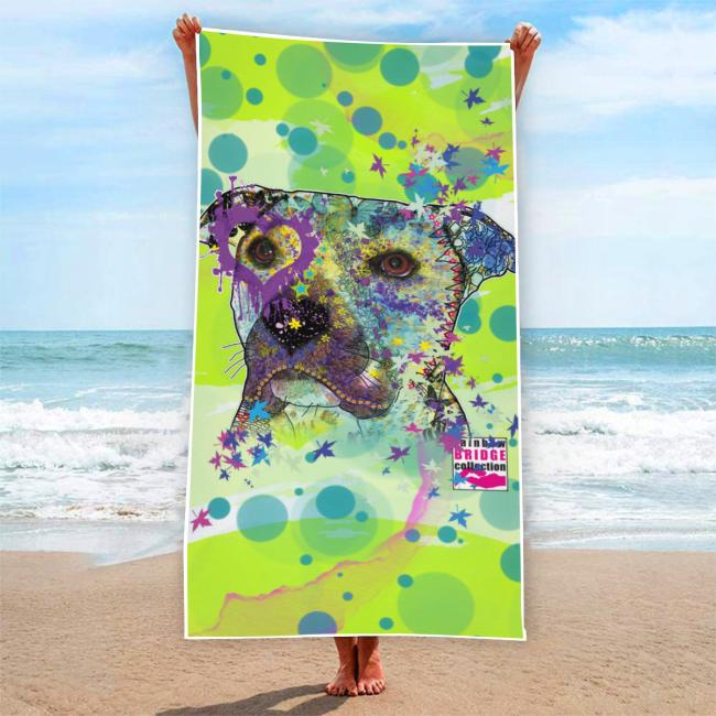 Preview: Badehandtuch Dio – Popart-Hundemotiv, 75x165 cm, 100 % Polyester, weich & schnelltrocknend
