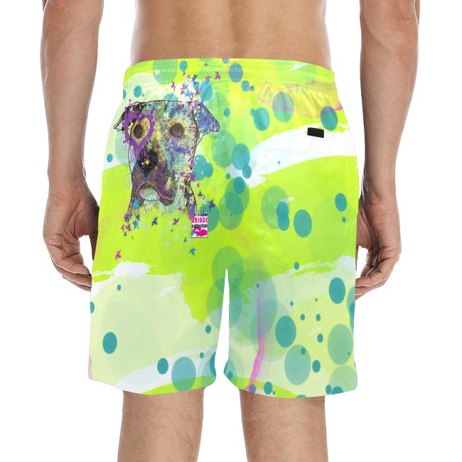 Preview: Badehose mit Hundemotiv Dio - Badehose, Shorts, Strand, bunt, Swimwear, Bademode, Staffordshire, AmStaff, Staff, Pitbull, Pit, SOKA, Listenhund