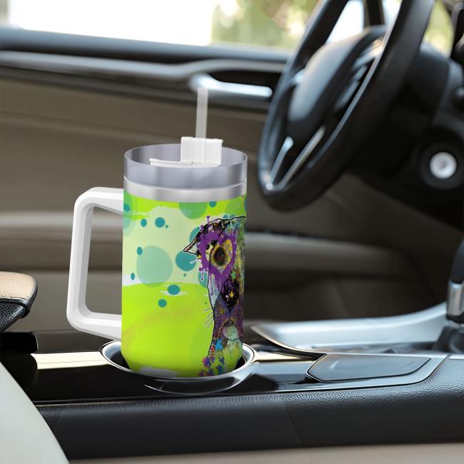 Preview: Tumbler mit Hundemotiv Dio - Edelstahl, Becher, 1L, mit Strohhalm, bunt, Motive in Digitaler Popart, AmStaff, Staffordshire, SOKA, Listenhund