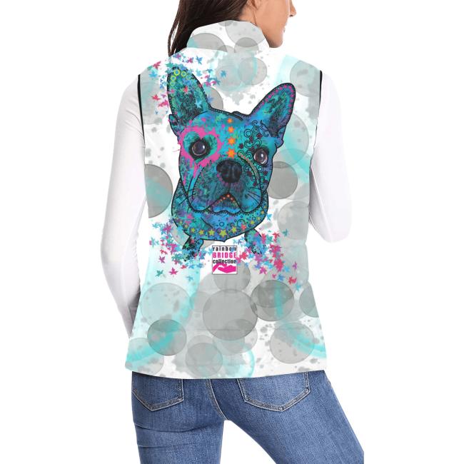 Preview: Weste mit Hundemotiv Elli - 100 % Polyester, Wattiertes Futter, Ärmellos, bunt, Hundemotiv, Französische Bulldogge, Bully