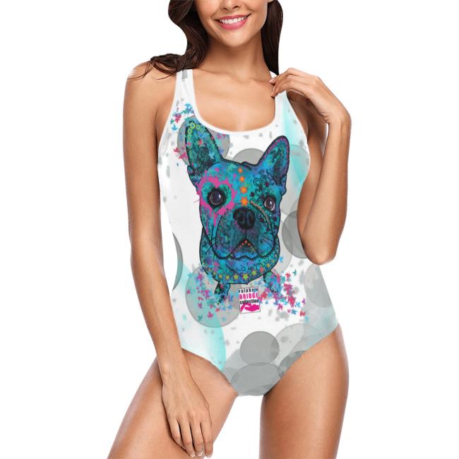 Badeanzug Hundemotiv Elli - 85% Polyester, 15% Spandex, Wasserecht, mit Innenfutter,  bunt, Größe XS-5XL, Bademode, Französische Bulldoge, Bully, SOKA, Listenhund