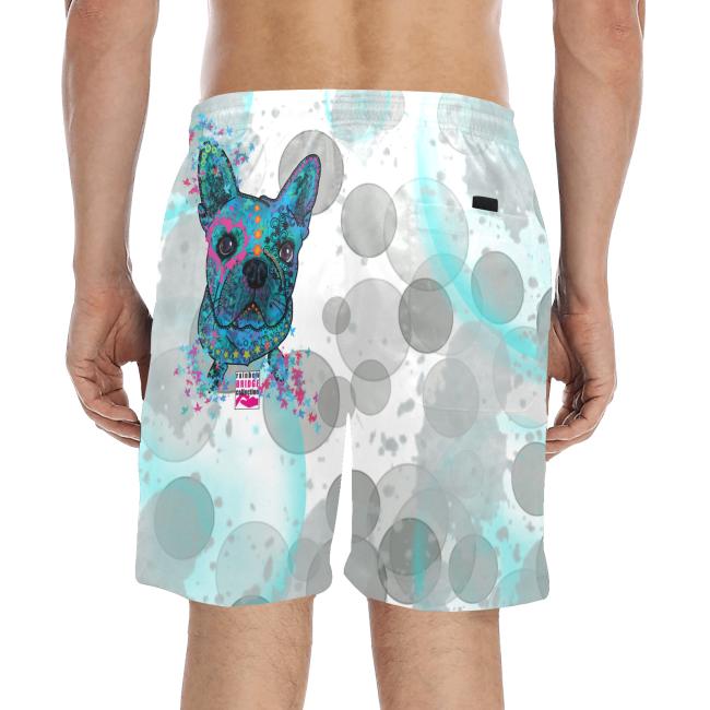 Preview: Badehose mit Hundemotiv Elli - Badehose, Shorts, Strand, bunt, Swimwear, Bademode, Mix, Mischling, Französische Bulldogge, Bully