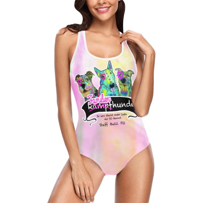 Badeanzug Hundemotiv Familienhunde -  85% Polyester, 15% Spandex, Wasserecht, mit Innenfutter, bunt, Größe XS-5XL, Bademode, AmStaff, Staff, Staffordshire, SOKA, Listenhund, Bullterrier, Bulli, Pitbull, Bulli,