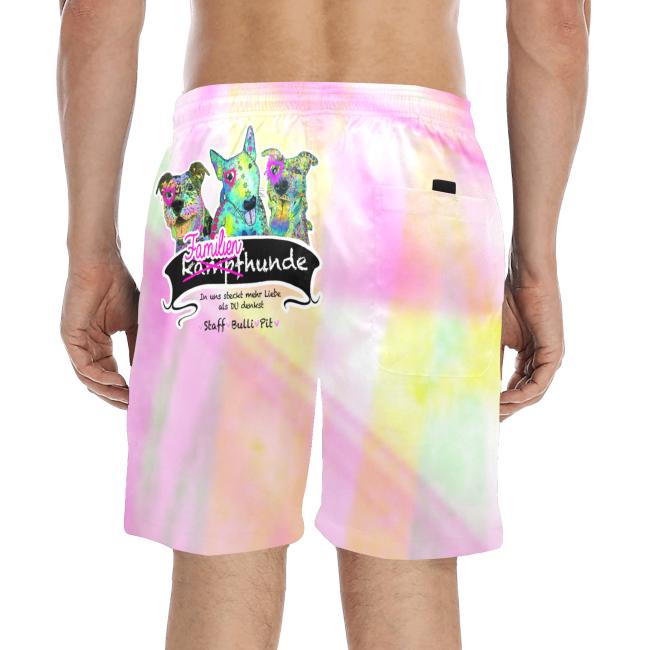 Preview: Badehose mit Hundemotiv Familienhunde - Badehose, Shorts, Strand, bunt, Swimwear, Bademode, Staffordshire, AmStaff, Staff, Pitbull, Pit, Bullterrier, Bulli, XXL Bully, SOKA, Listenhund