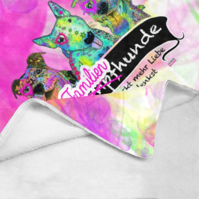 Decke Familienhunde -  Fleecedecke, kuschlig, weich, bunt, Motive in Digitaler Popart, 152cm x 203cm, bunt, Staff, Amstaff, Staffordshire, Soka, Listenhund, Bollerkopf, Mix , Pitbull, Pit, Bullterrier, Bulli