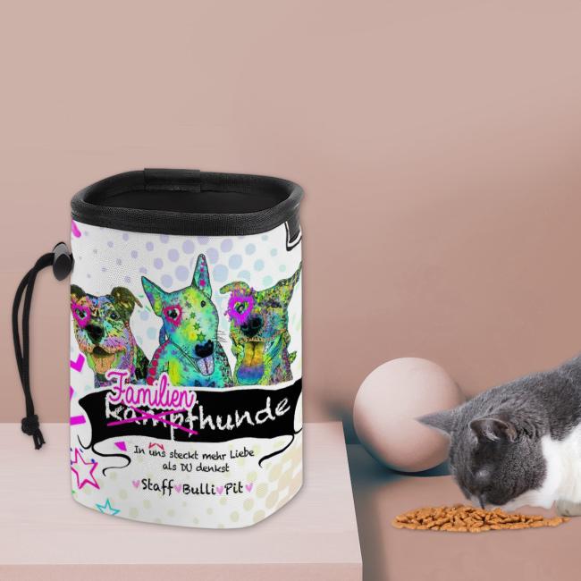 Preview: NomNom Bag Familienhunde - Leckerchenbeutel, Leckerli, Futterbeutel, bunt, Oxfordstoff, AmStaff, Staffordshire, Pit, Pitbull, Bullterrier, Bulli, XXL Bully, SOKA, Listenhund