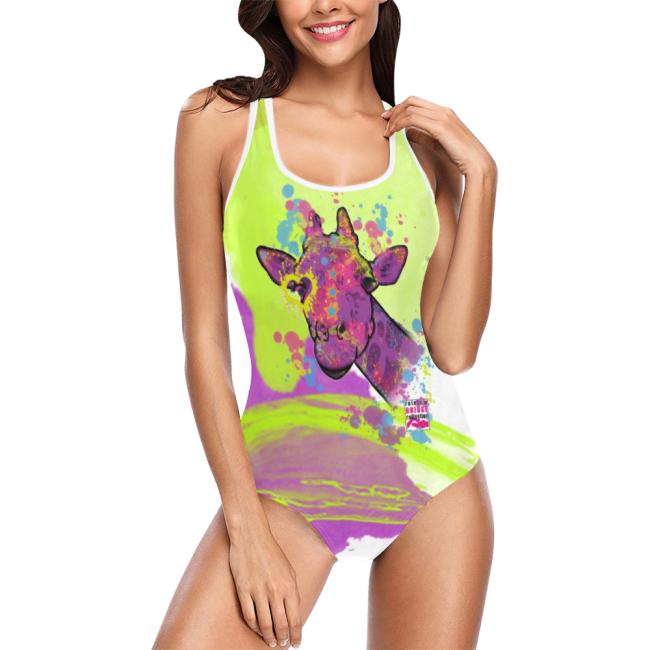 Badeanzug Afrikanische Giraffe - 85% Polyester, 15% Spandex, Wasserecht, mit Innenfutter,  bunt, Größe XS-5XL, Afrika, Bademode