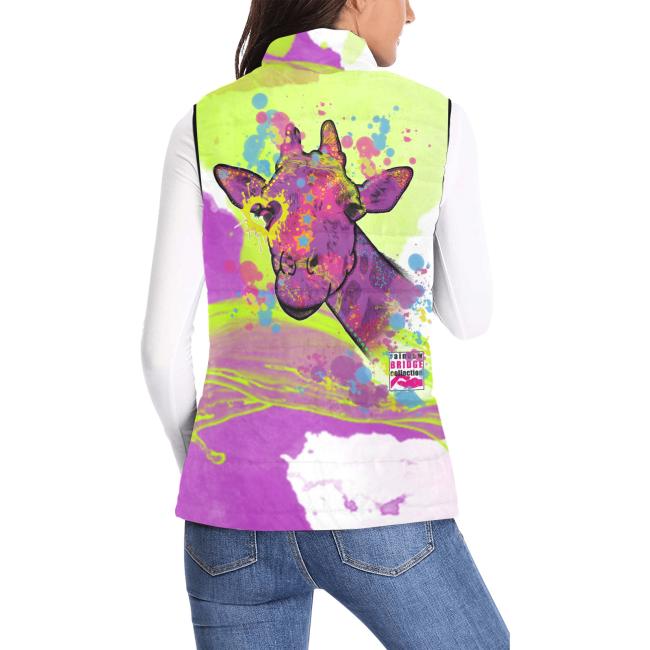 Preview: Weste mit Giraffe - 100 % Polyester, Wattiertes Futter, Ärmellos, bunt, Afrika, Afrikanisches Tier