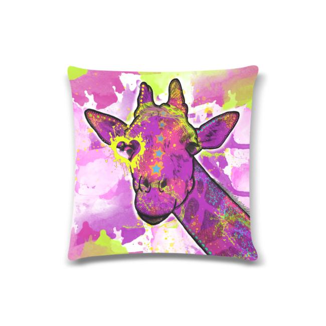 Sofakissen-Bezug Giraffe- Popart Hundeporträt, 50x50 cm, Baumwolle & Polyester, beidseitig bedruckt, waschbar