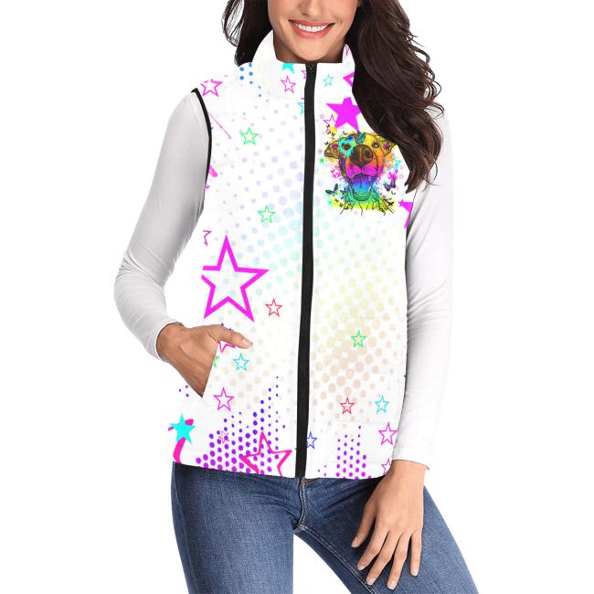 Preview: Weste mit Hundemotiv Hazel - 100 % Polyester, Wattiertes Futter, Ärmellos, bunt, Hundemotiv, AmStaff, Staff, Staffordshire, Pitbull, Pit