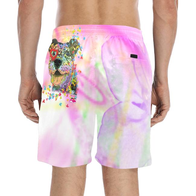 Preview: Badehose mit Hundemotiv Hexe - Badehose, Shorts, Strand, bunt, Swimwear, Bademode, Staffordshire, AmStaff, Staff, Pitbull, Pit, SOKA, Listenhund
