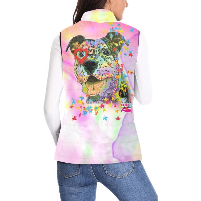 Preview: Weste mit Hundemotiv Hexe - 100 % Polyester, Wattiertes Futter, Ärmellos, bunt, Hundemotiv, AmStaff, Staff, Staffordshire, Pitbull, Pit