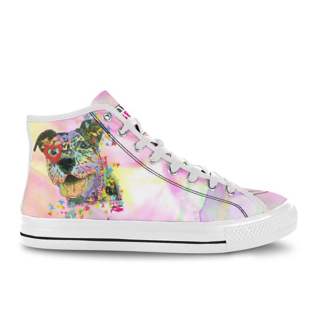 Preview: Sneaker mit Hundemotiv Hexe - Turnschuh, Sportschuh, bunt, Unisex, Grösse 36-46, Mischling, Mix, Staffordshire, AmStaff, Staff, SOKA, Listenhund