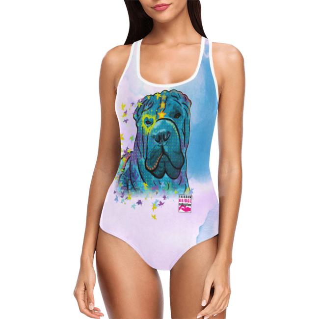 Preview: Badeanzug Hundemotiv Itchy - 85% Polyester, 15% Spandex, Wasserecht, mit Innenfutter, bunt, Größe XS-5XL, Bademode, Shar Pei, Mischling, Mix