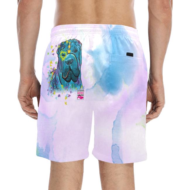 Preview: Badehose mit Hundemotiv Itchy - Badehose, Shorts, Strand, bunt, Swimwear, Bademode, Mix, Mischling, Shar Pei