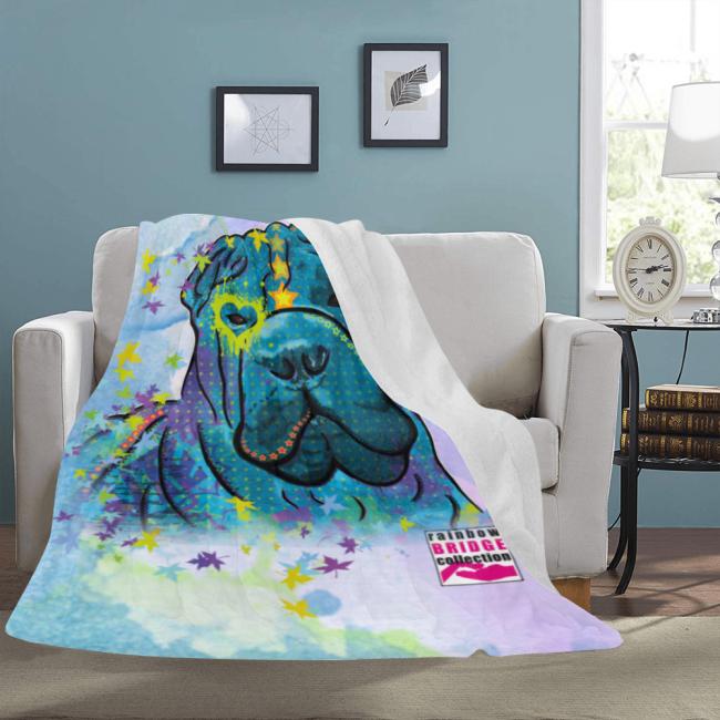 Preview: Decke Itchy -  Fleecedecke, kuschlig, weich, bunt, Motive in Digitaler Popart, 152cm x 203cm, bunt, Mischling, Mix, Shar Pei