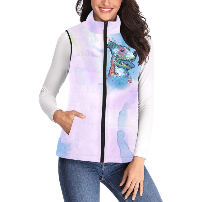 Preview: Weste mit Hundemotiv JayJay - 100 % Polyester, Wattiertes Futter, Ärmellos, bunt, Hundemotiv, AmStaff, Staff, Staffordshire, Pitbull, Pit