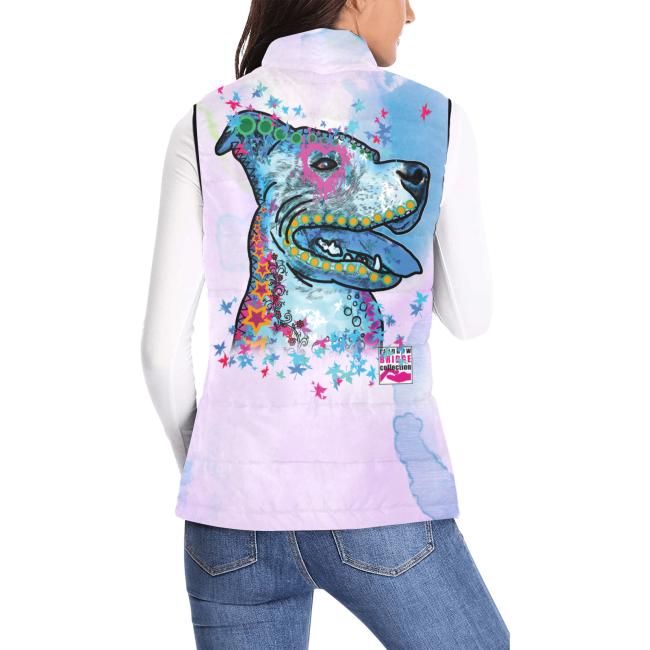 Preview: Weste mit Hundemotiv JayJay - 100 % Polyester, Wattiertes Futter, Ärmellos, bunt, Hundemotiv, AmStaff, Staff, Staffordshire, Pitbull, Pit