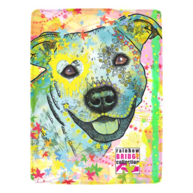 Decke Kiki -  Fleecedecke, kuschlig, weich, bunt, Motive in Digitaler Popart, 152cm x 203cm, bunt, Staff, Amstaff, Staffordshire, Soka, Listenhund, Bollerkopf, Mix