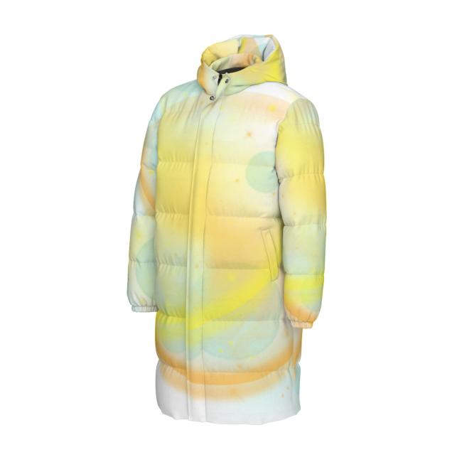 Preview: Warme Wintermantel mit Hundemotiv Kiki – Popart Hundemotiv, 90% Daunen, 10% Federn, bunt, stylisch, AmStaff, Staff, Staffordshire, Pitbull, Pit, Soka, Größe XS- 4XL