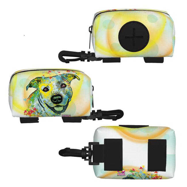 Preview: Kack & Pack mit Hundemotiv Kiki - Hundekottütentasche, Hundekotbeutelhalter, bunt, Polyster, Amstaff, Staff, Staffordshire, SOKA, Listenhund, Mischling, Mix