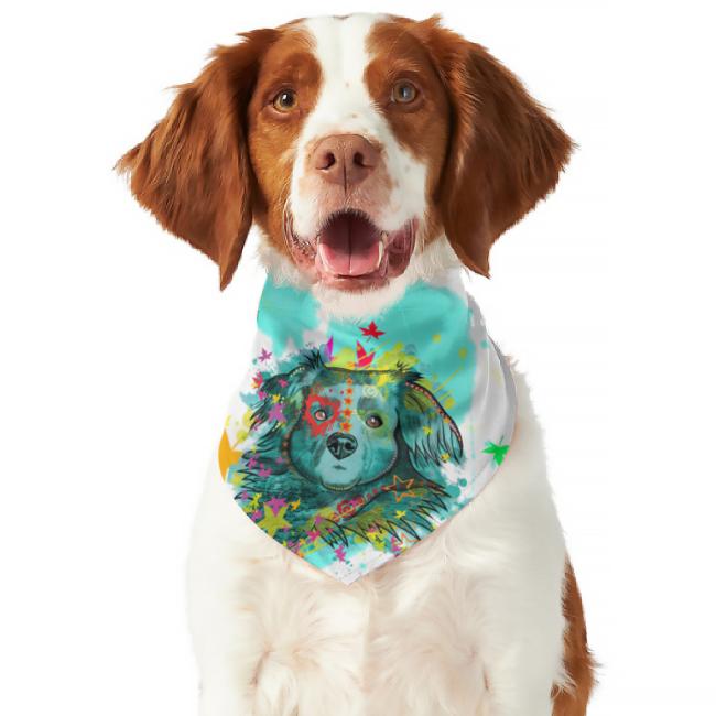 Hunde-Bandana Krümel - Popart Hundedesign, 100 % Polyester, 70x30 cm, verstellbar, waschbar