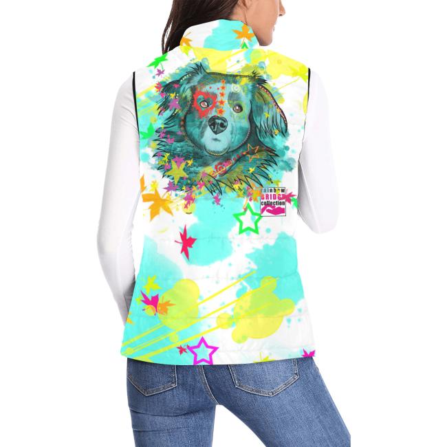 Preview: Weste mit Hundemotiv Krümel - 100 % Polyester, Wattiertes Futter, Ärmellos, bunt, Hundemotiv, Mischling, Mix, Chihauhau