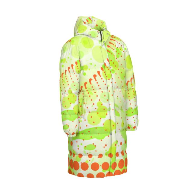 Preview: Warme Wintermantel mit Hundemotiv Lani – Popart Hundemotiv, 90% Daunen, 10% Federn, bunt, stylisch, Englische Bulldogge, Bully, Bulldog