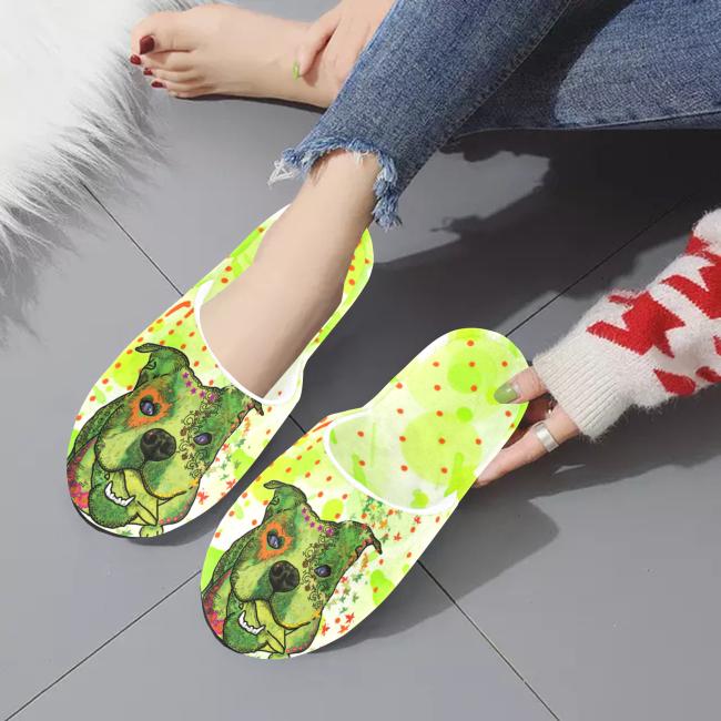 Preview: Hauspuschen Hundemotiv Lani - Hausschuhe, Pantoffeln, Unisex, Grösse 35-43, bunt, Mischling, Mix, Englische Bulldogge, Bully