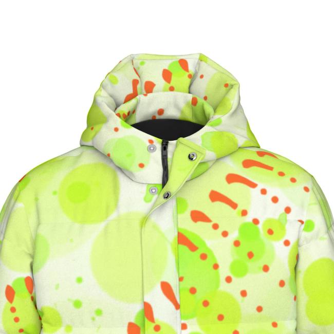 Warme Wintermantel mit Hundemotiv Lani – Popart Hundemotiv, 90% Daunen, 10% Federn, bunt, stylisch, Englische Bulldogge, Bully, Bulldog