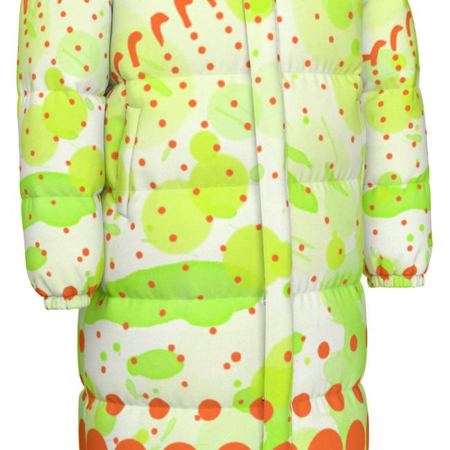 Warme Wintermantel mit Hundemotiv Lani – Popart Hundemotiv, 90% Daunen, 10% Federn, bunt, stylisch, Englische Bulldogge, Bully, Bulldog