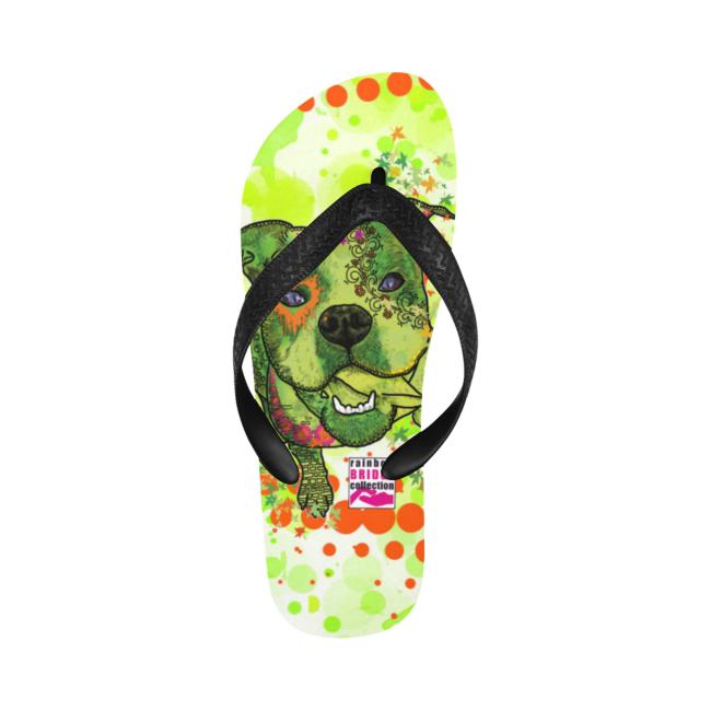 Preview: Flip Flops Hundemotiv Lani - Strandsandalen, Sandalen, bunt, Grösse 38-45, Unisex, Mischling, Mix, Englische Bulldogge, Bully