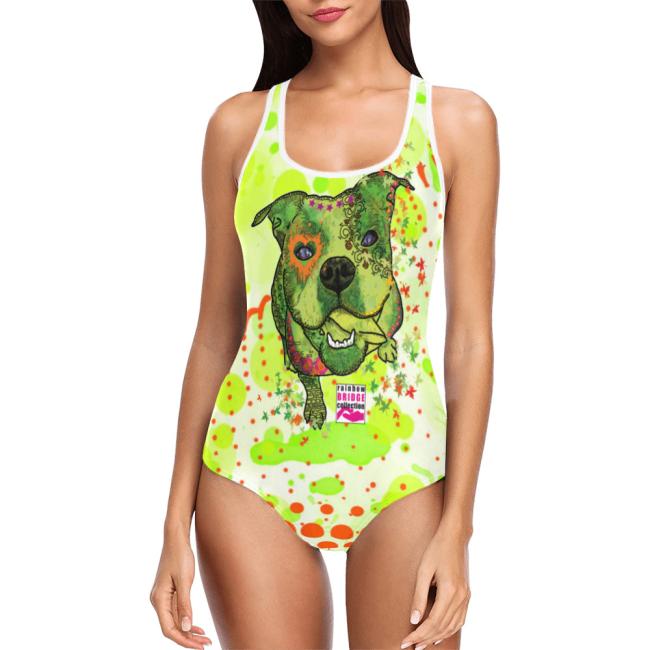 Preview: Badeanzug Hundemotiv Lani - 85% Polyester, 15% Spandex, Wasserecht, mit Innenfutter,  bunt, Englische Bulldogge, Mix, Mischling